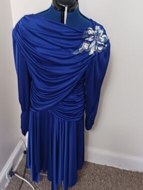 Cocktail Affairs Ocassion  Royal Blue Dress Size 12 Embellish Shoulder Vintage